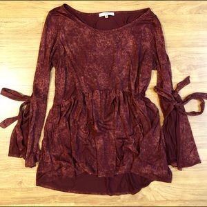 Burgundy 3/4 Sleeve Top-Medium